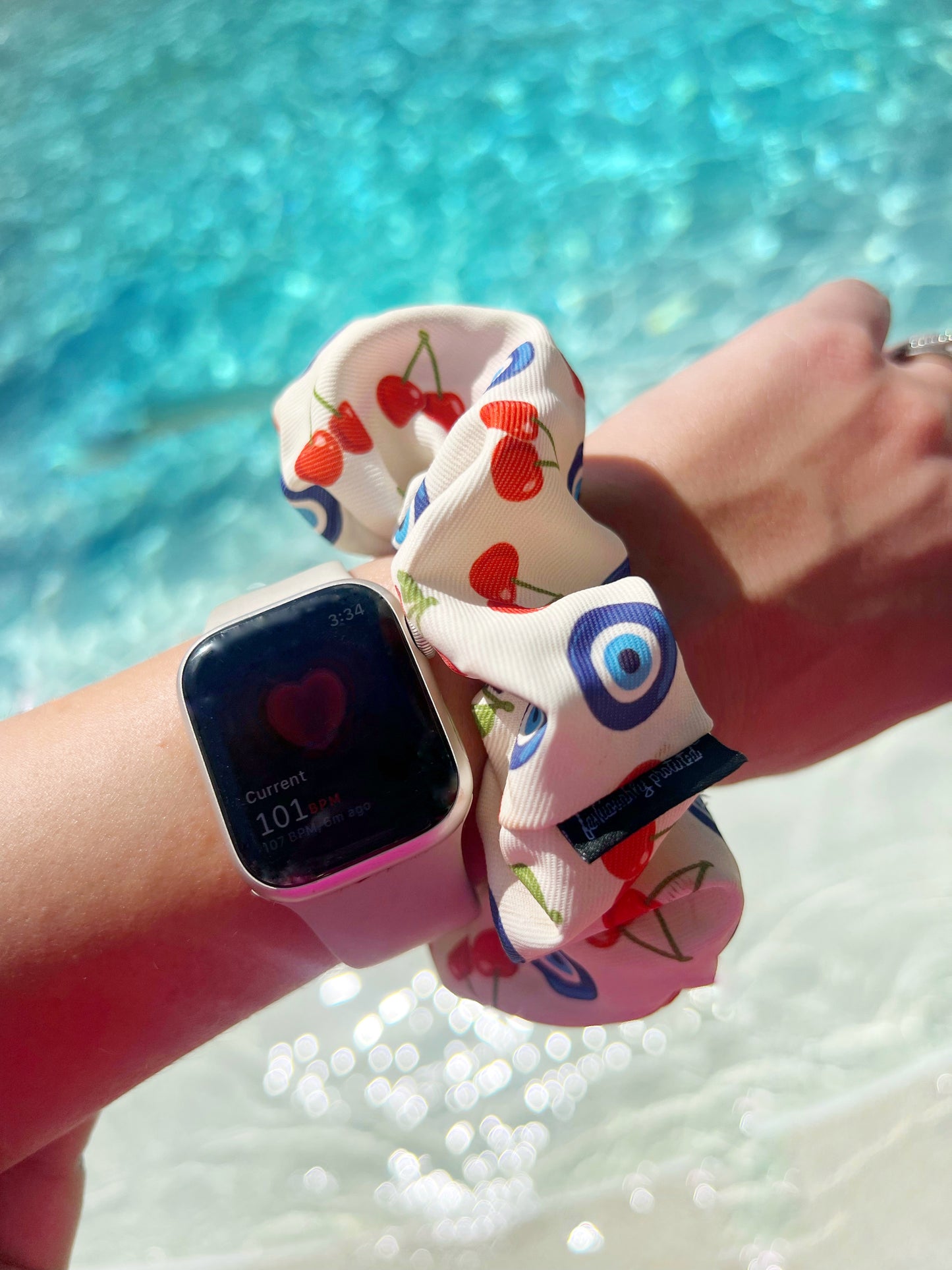 Cherry Evil Eye Seamless Scrunchie