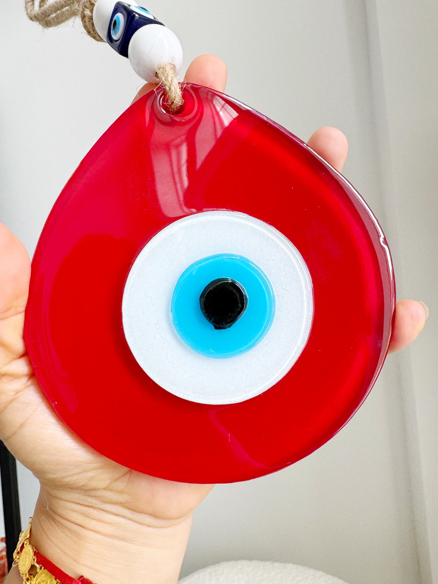 Cherry Red XL Evil Eye Glass Amulet SHIPS FREE