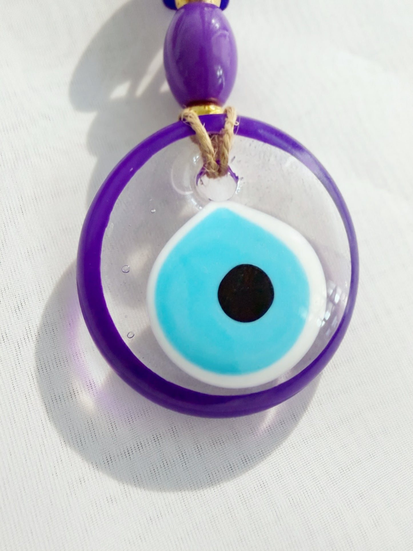 Clear Lavender Painted Evil Eye Amulet