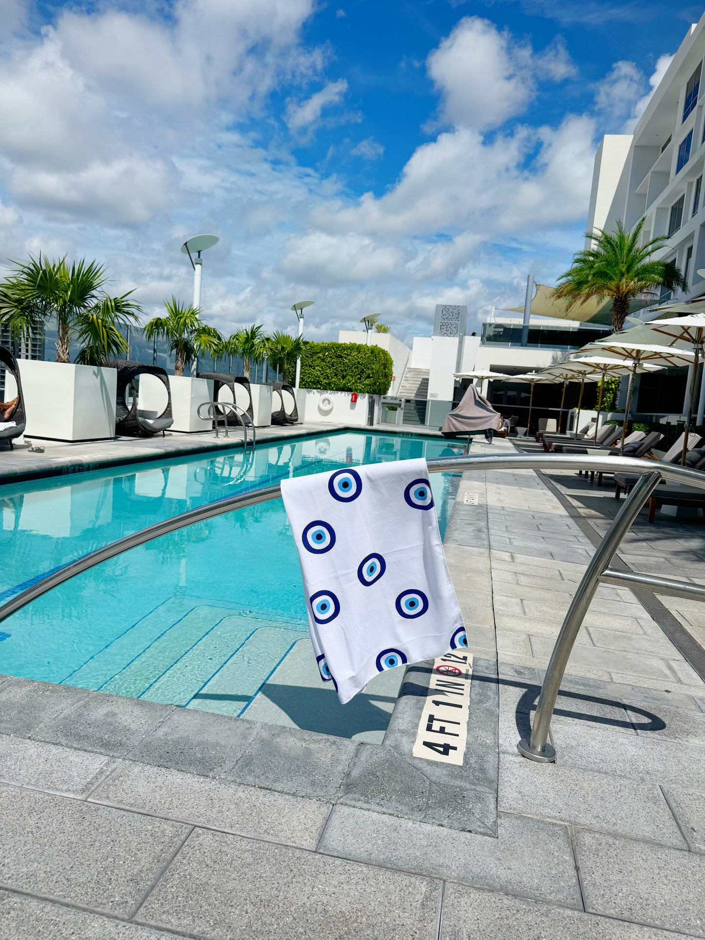 White Evil Eye Microfiber Towel