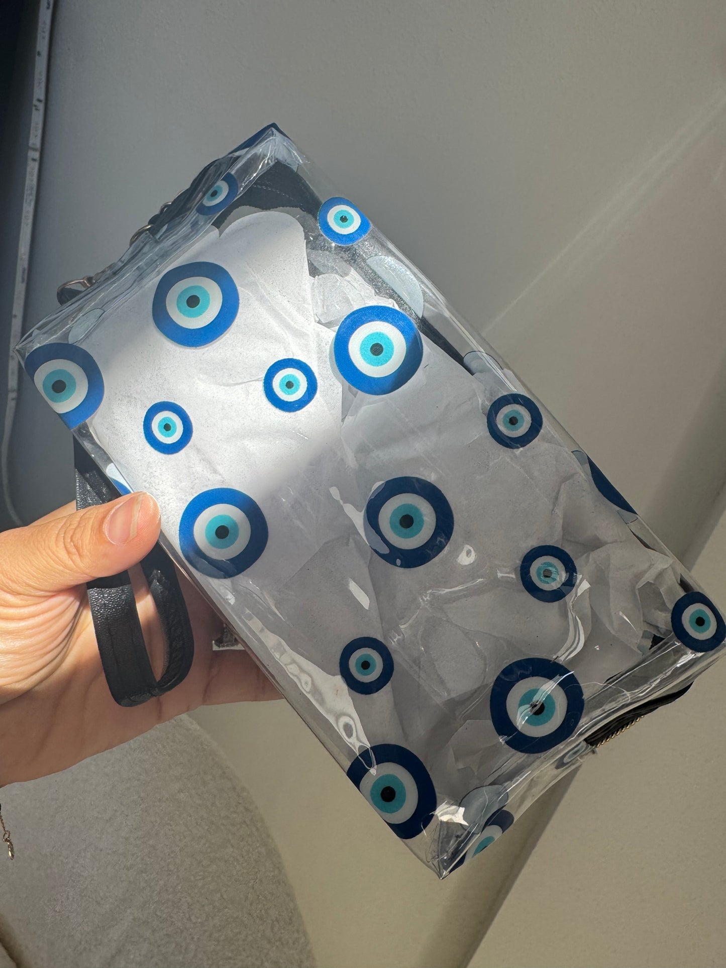 Evil Eye Transparent Makeup Bag with Detachable Wristlet