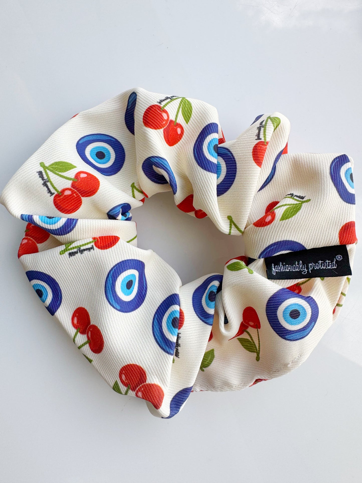 Cherry Evil Eye Seamless Scrunchie