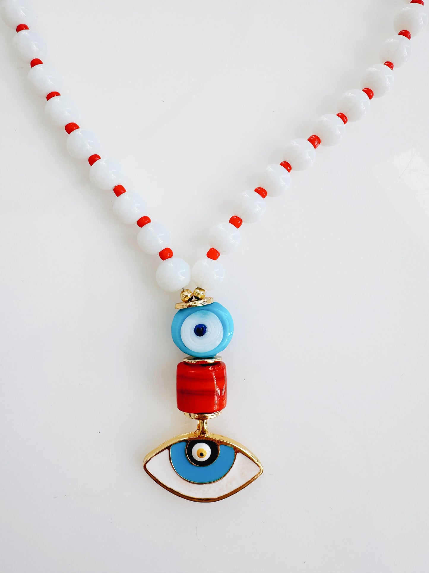 Artistic Evil Eye Beaded Protection Necklace