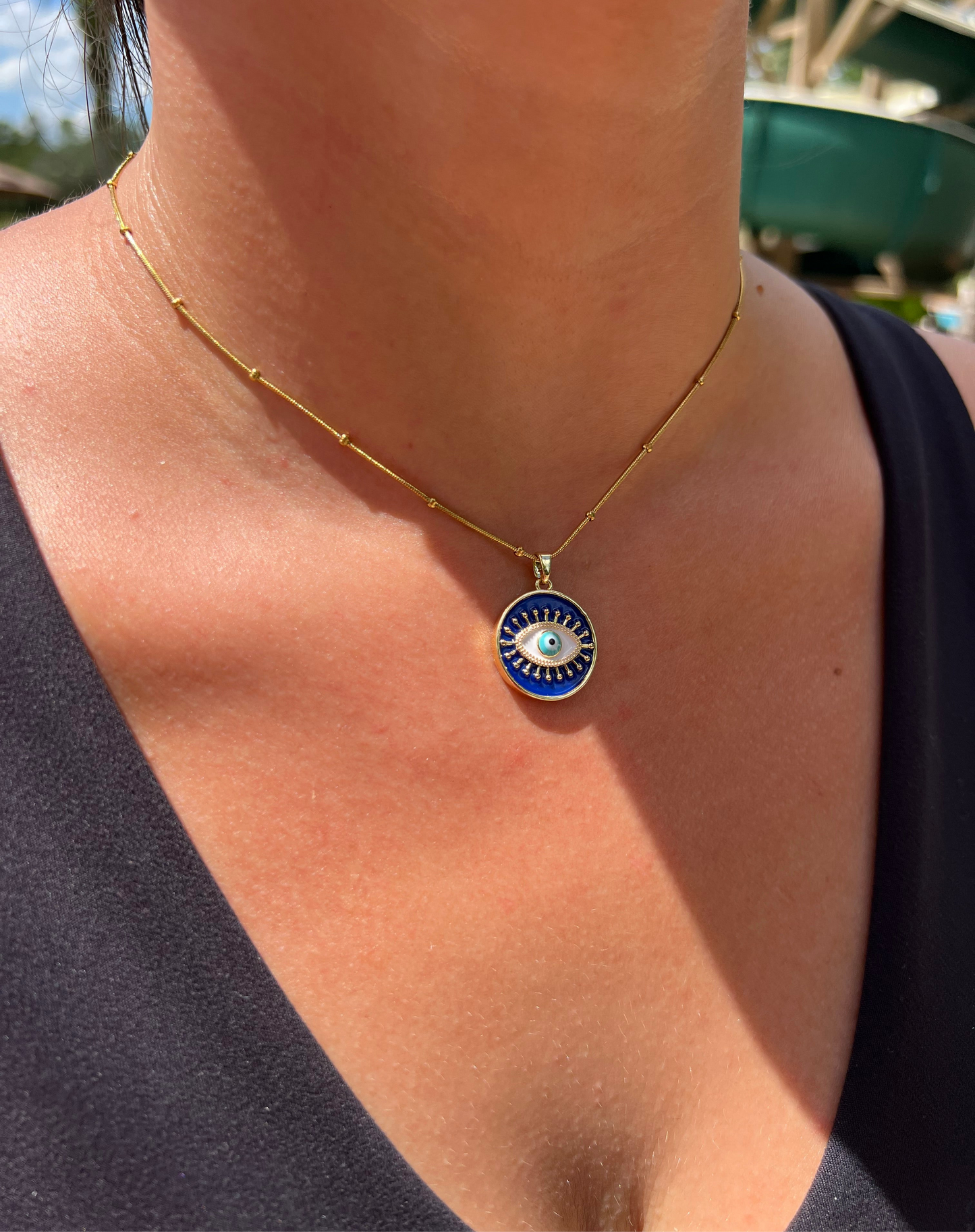 Classic Evil Eye Medallion Necklace