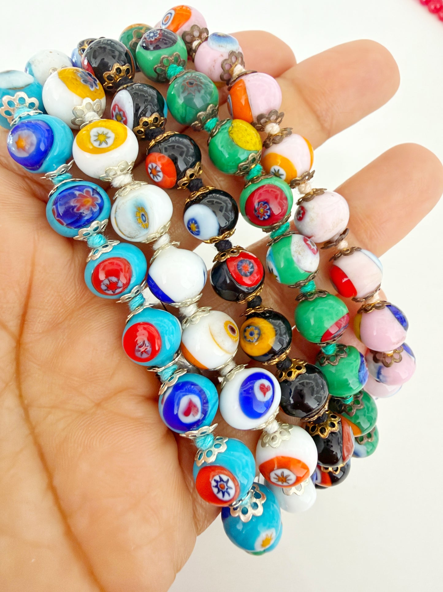 Vintage Florence Millefiori Glass Bead Bracelet 🇮🇹