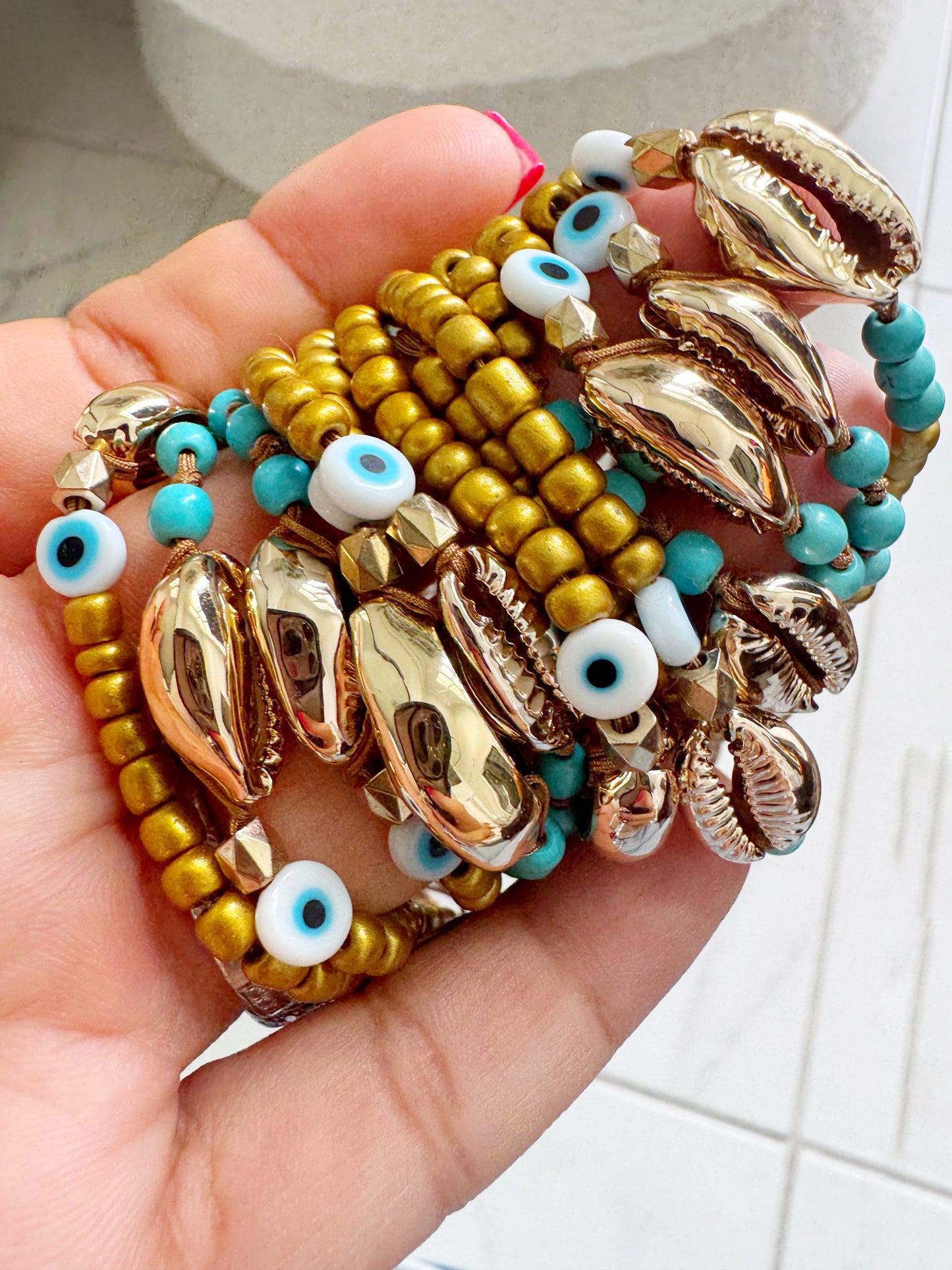 Limited Edition: Shell & Evil Eye Anklets