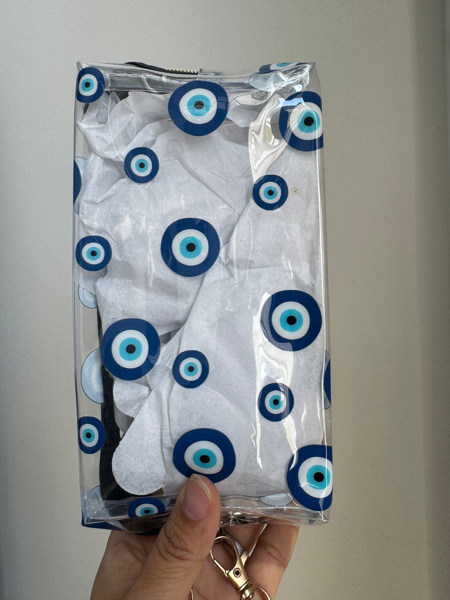 Evil Eye Transparent Makeup Bag with Detachable Wristlet