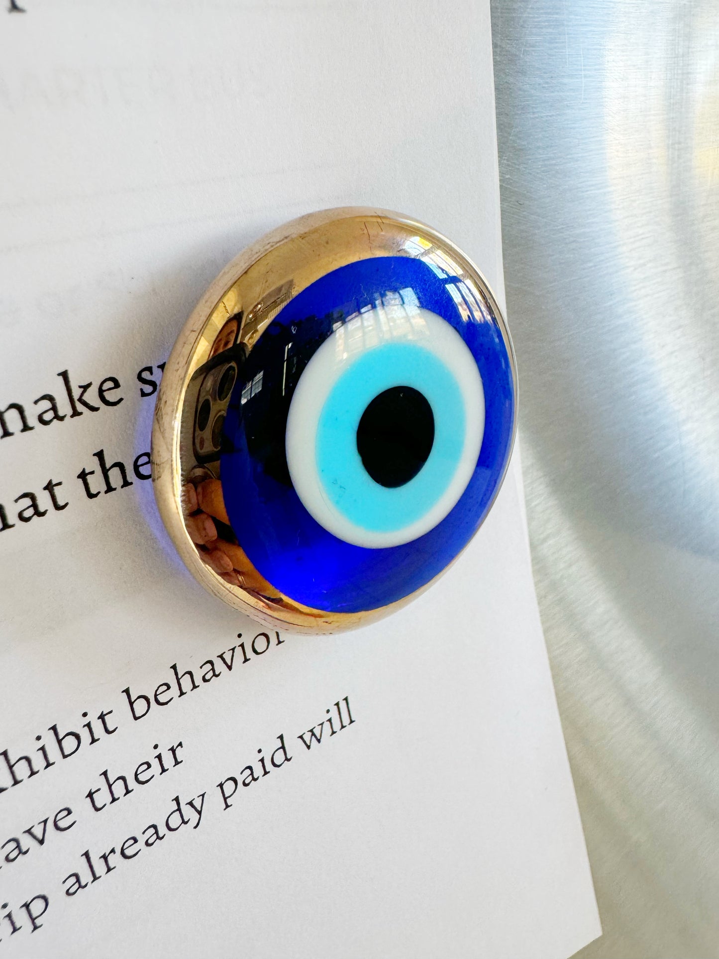 SILVER Metallic Evil Eye Amulet  Glass Magnet