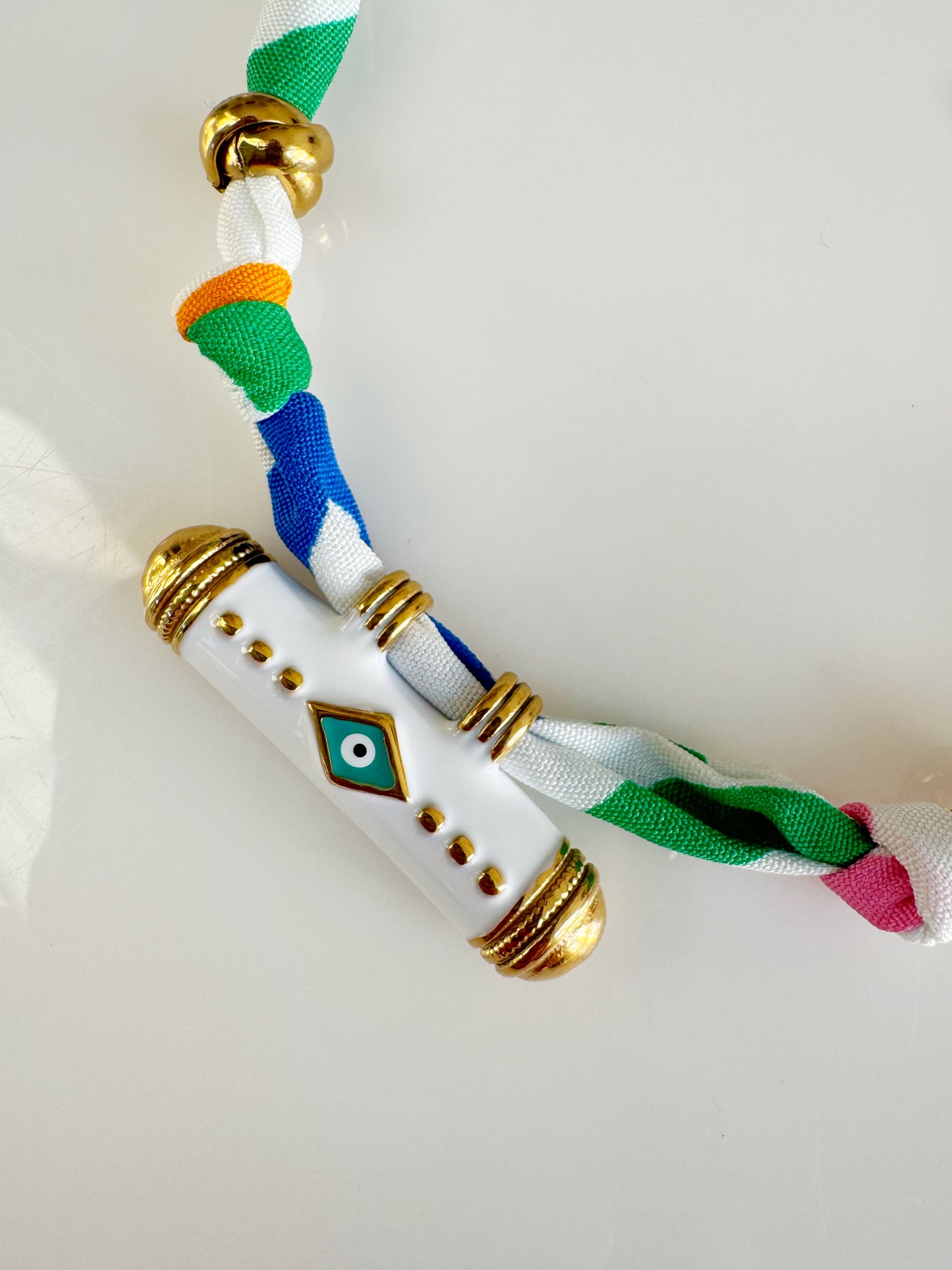 Evil Eye Fabric Wrapped Necklace