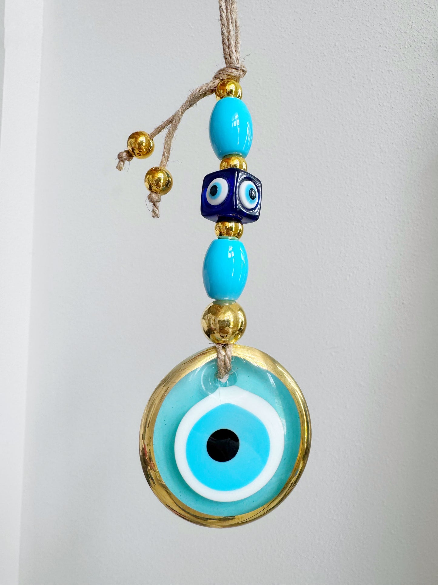 NEW COLOR! Limited Edition Baby Blue Gold Brushed Evil Eye Amulet Wall Decor