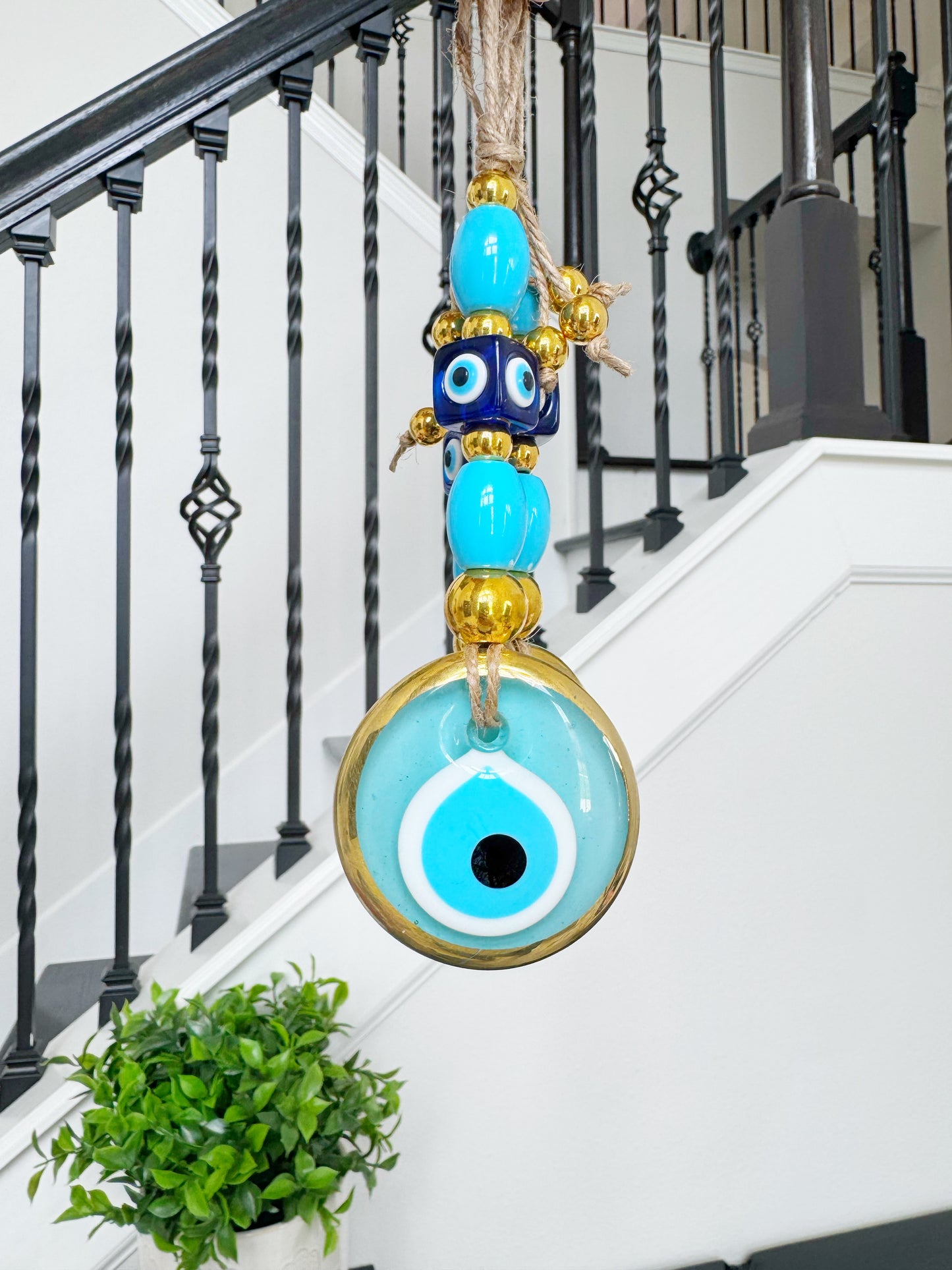 NEW COLOR! Limited Edition Baby Blue Gold Brushed Evil Eye Amulet Wall Decor