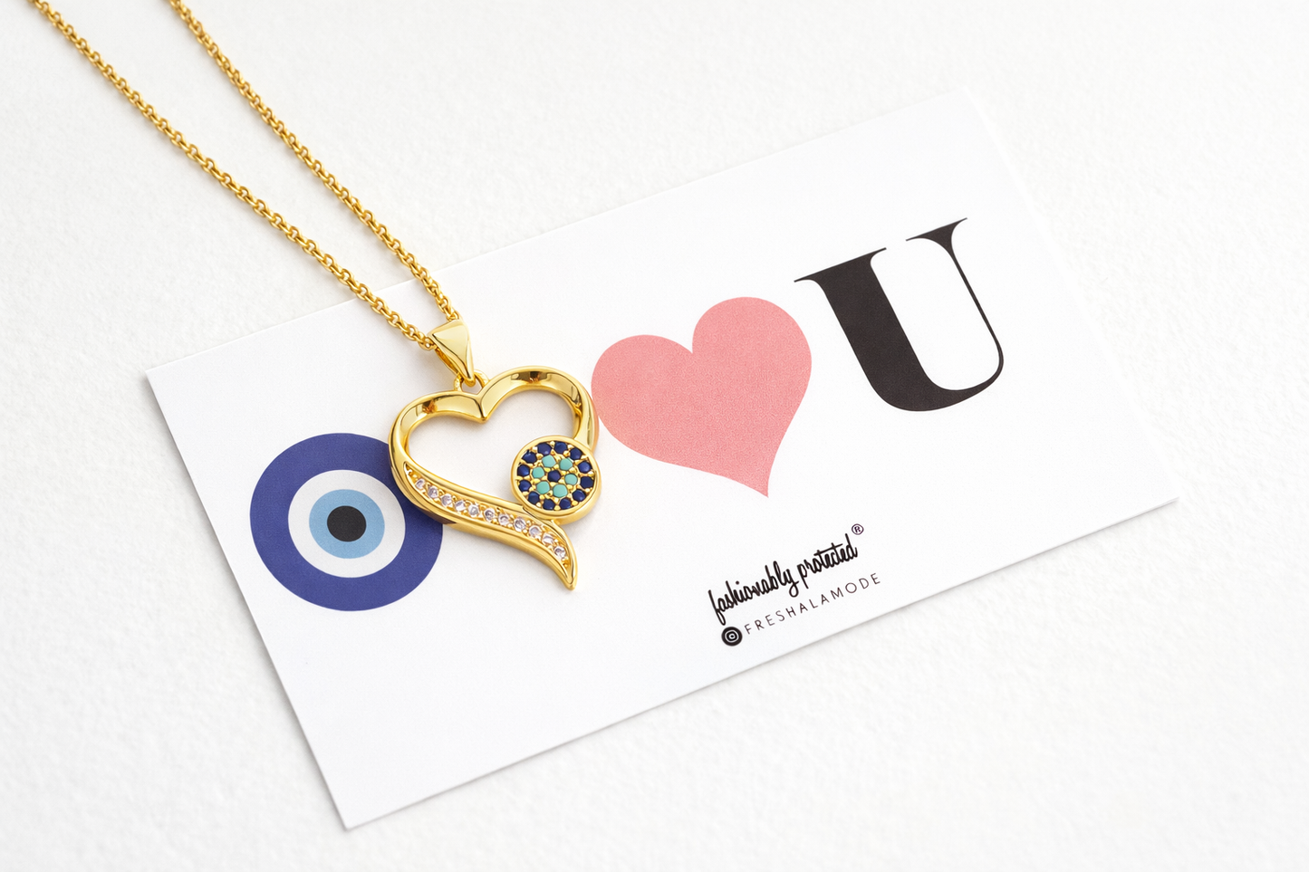 Timeless Evil Eye Heart Necklace