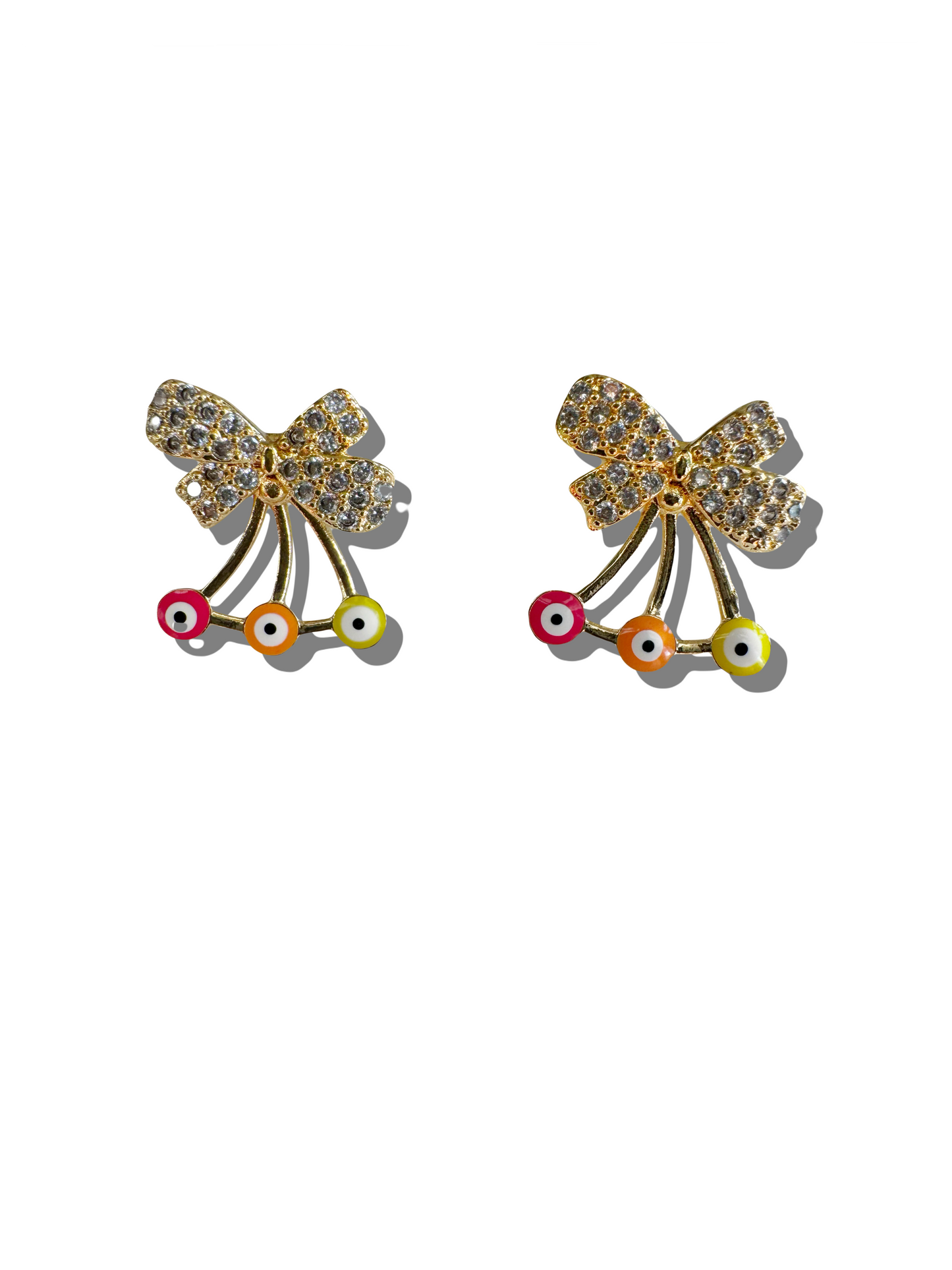 Dainty Bow Evil Eye Studs – Multicolor Mini Charms