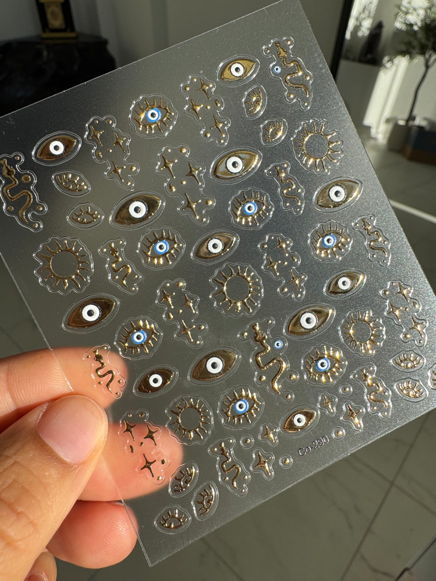 Evil Eye Metallic Nail Art Sticker Decals with Tools Easy!