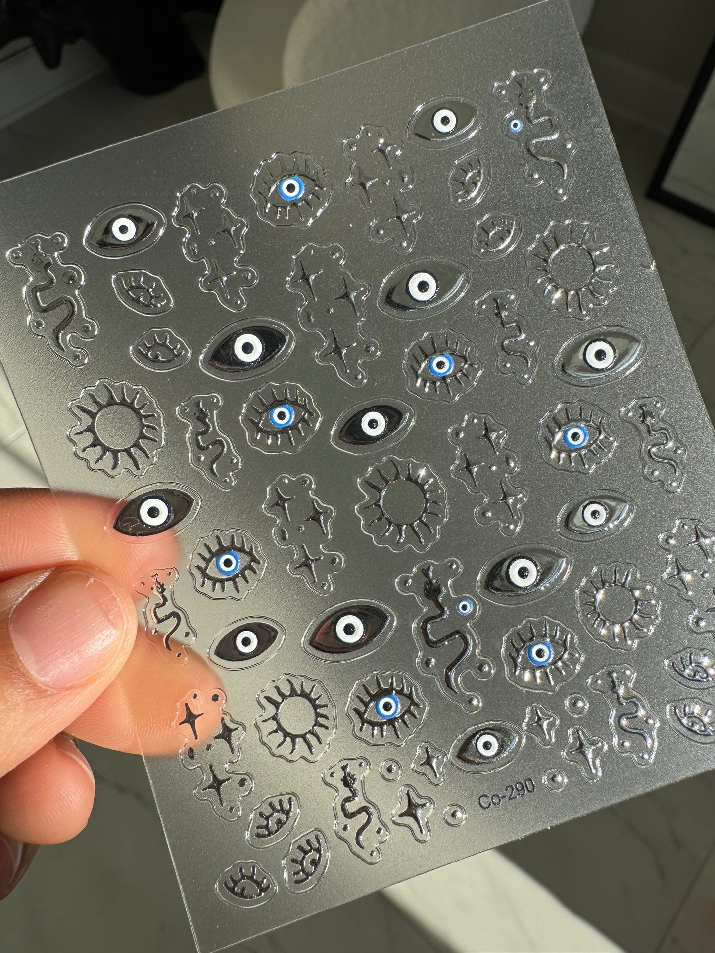 Evil Eye Metallic Nail Art Sticker Decals with Tools Easy!