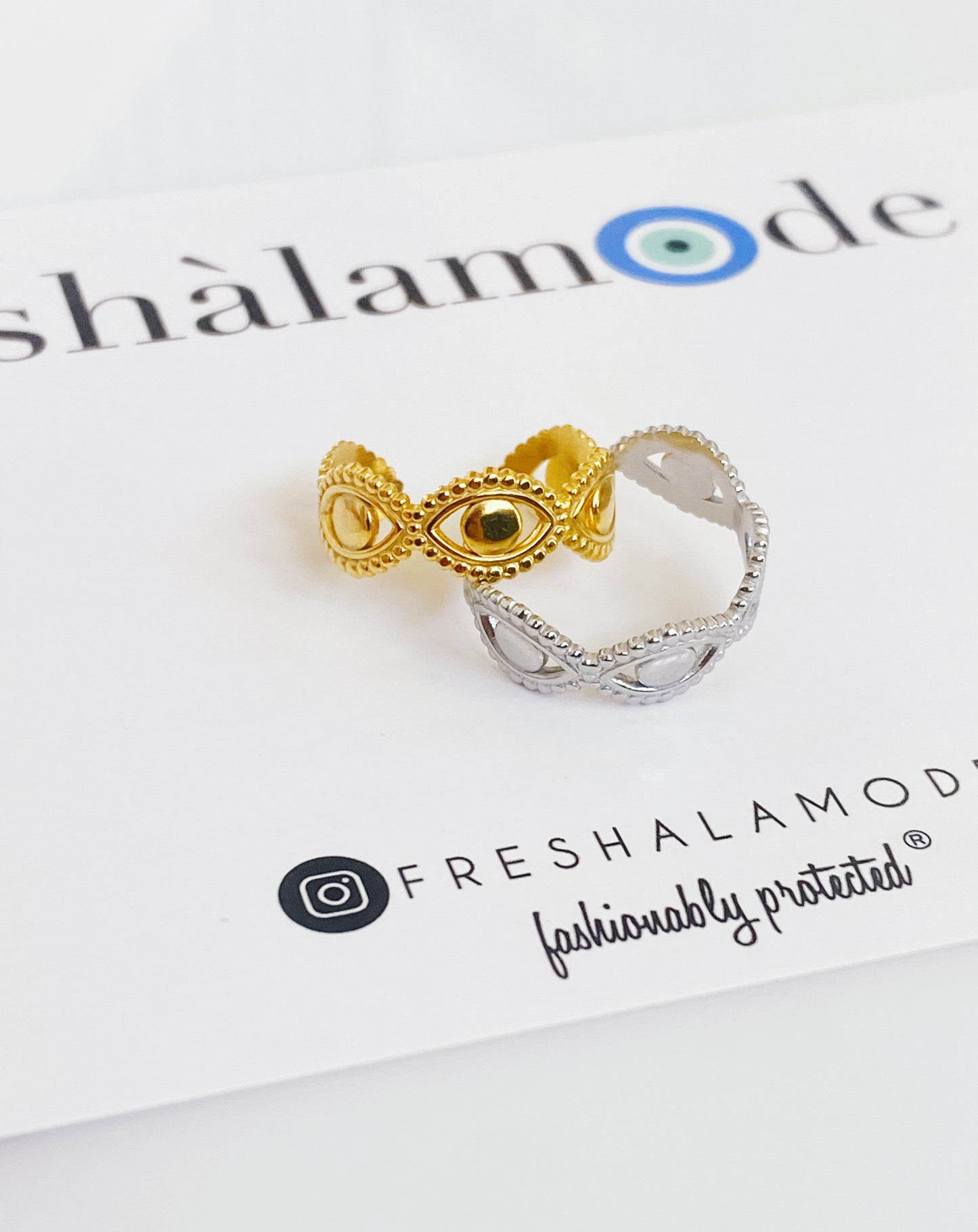 Evil Eye Open Band Stainless Steel Ring