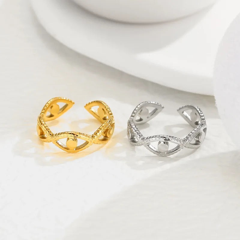 Evil Eye Open Band Stainless Steel Ring