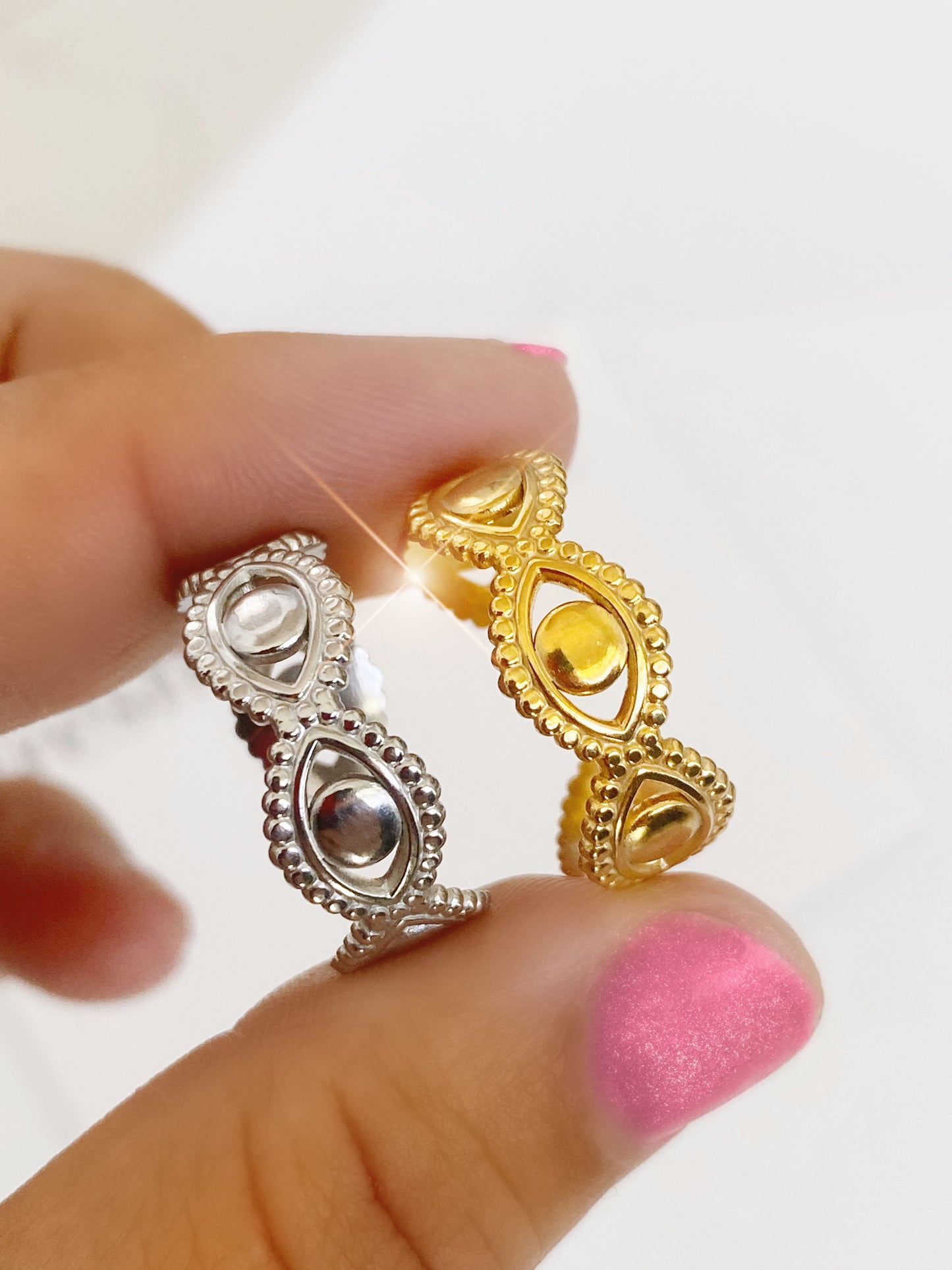 Evil Eye Open Band Stainless Steel Ring