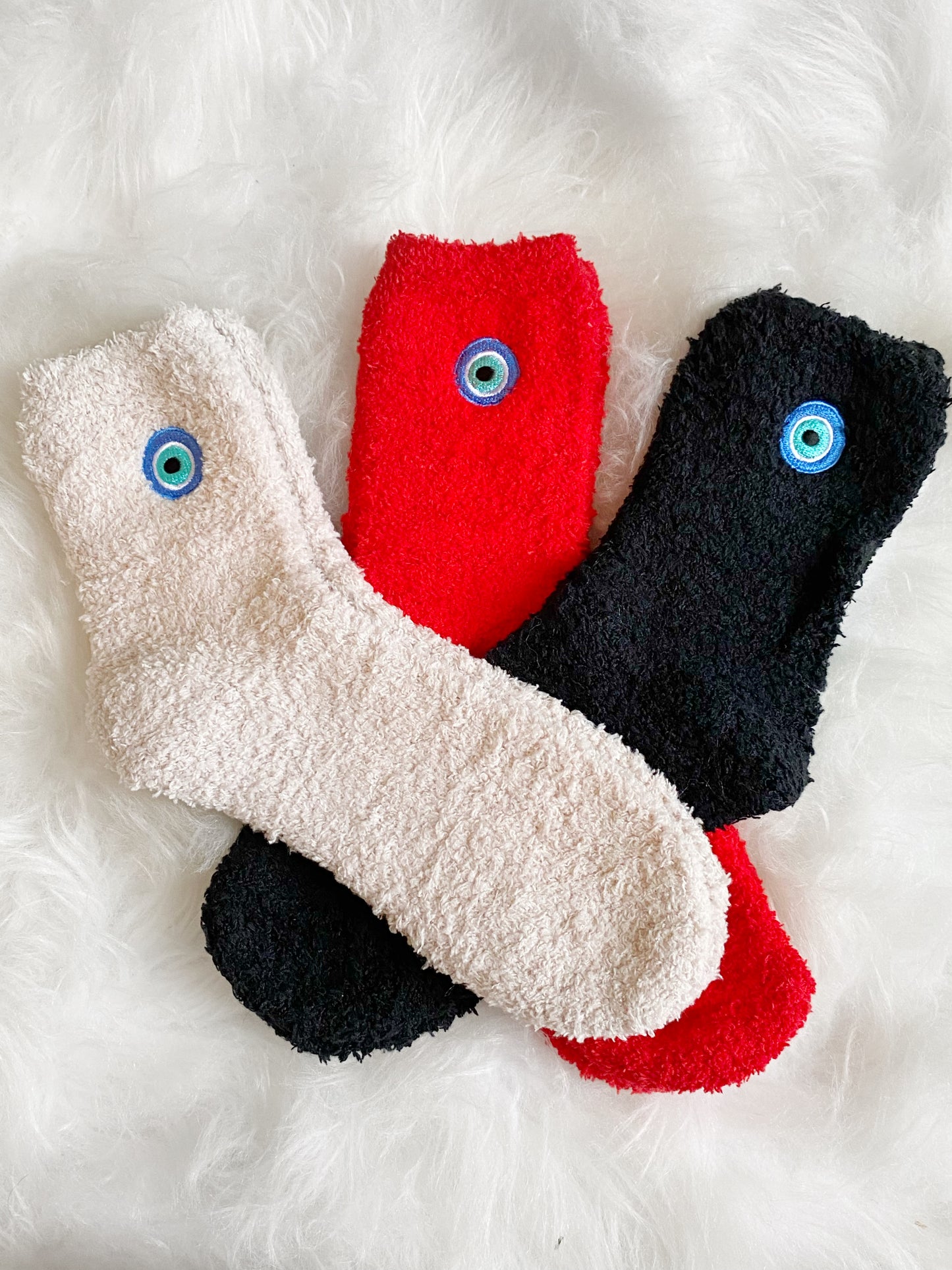 Evil Eye Cozy Fuzzy Socks
