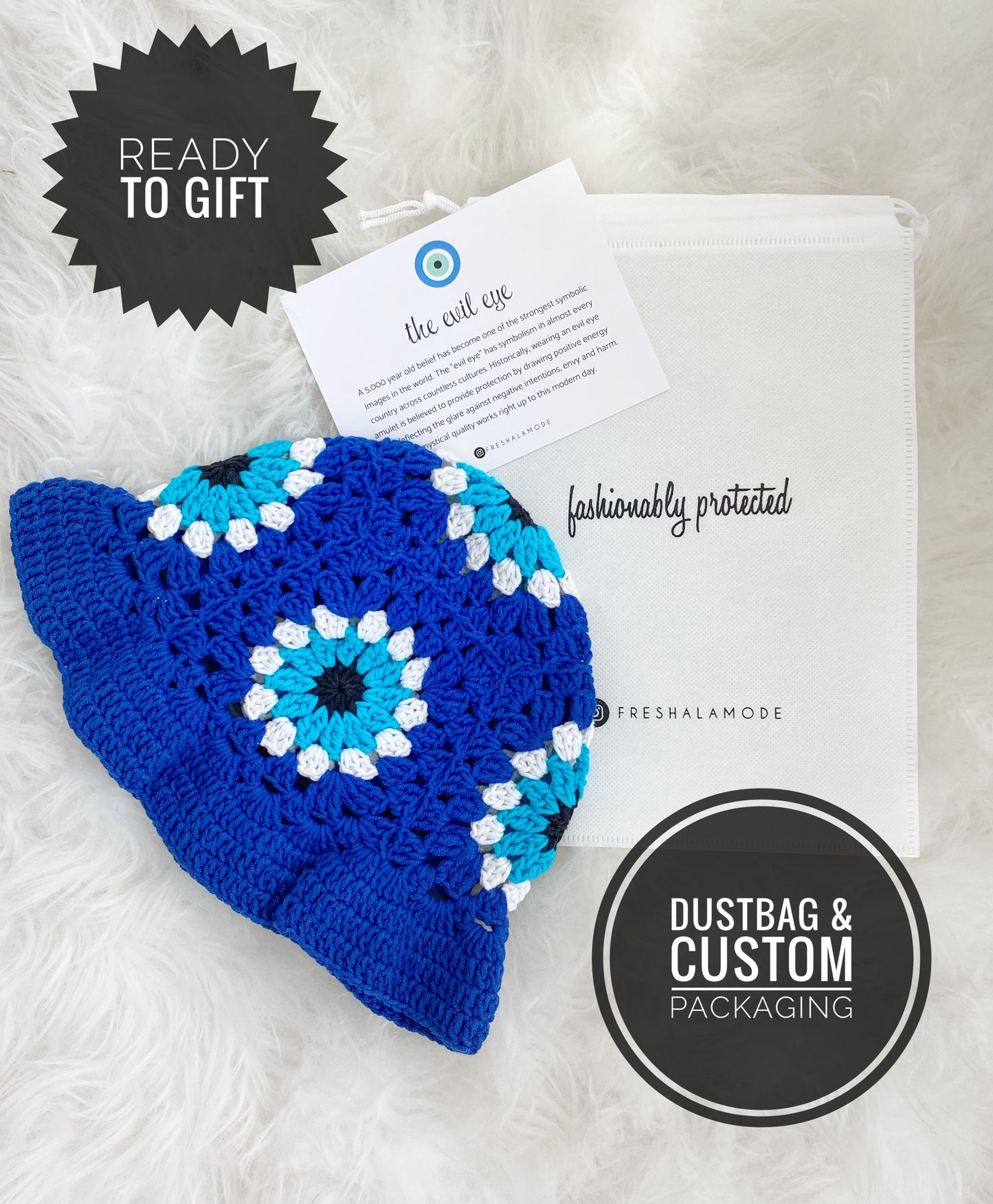 Evil Eye Crochet Bucket Hat