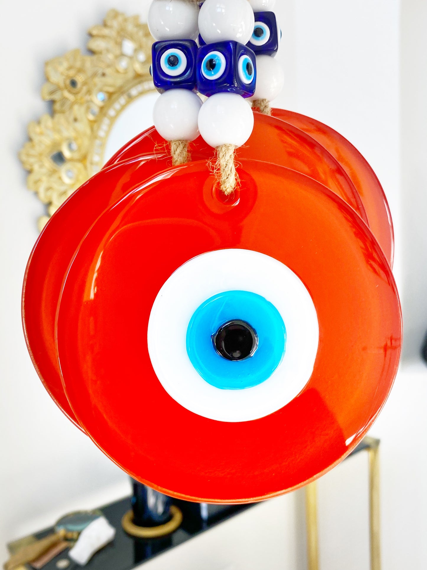 Orange Evil Eye Glass XL Amulet Decor