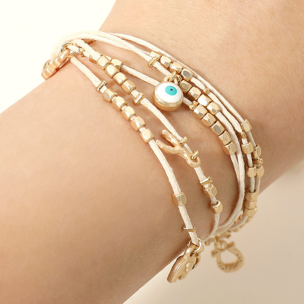 Lucky Protection Evil Eye Charm Bracelet Ivory
