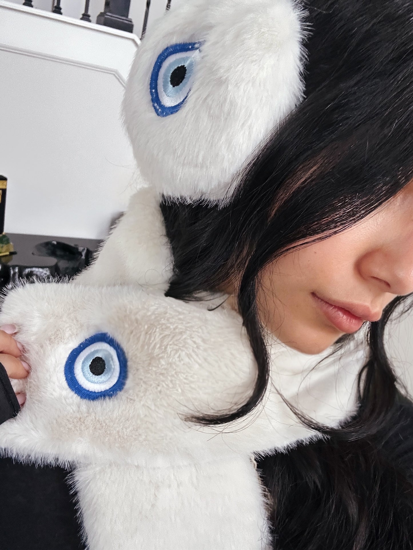 Faux Fur Evil Eye Earmuffs / Scarf