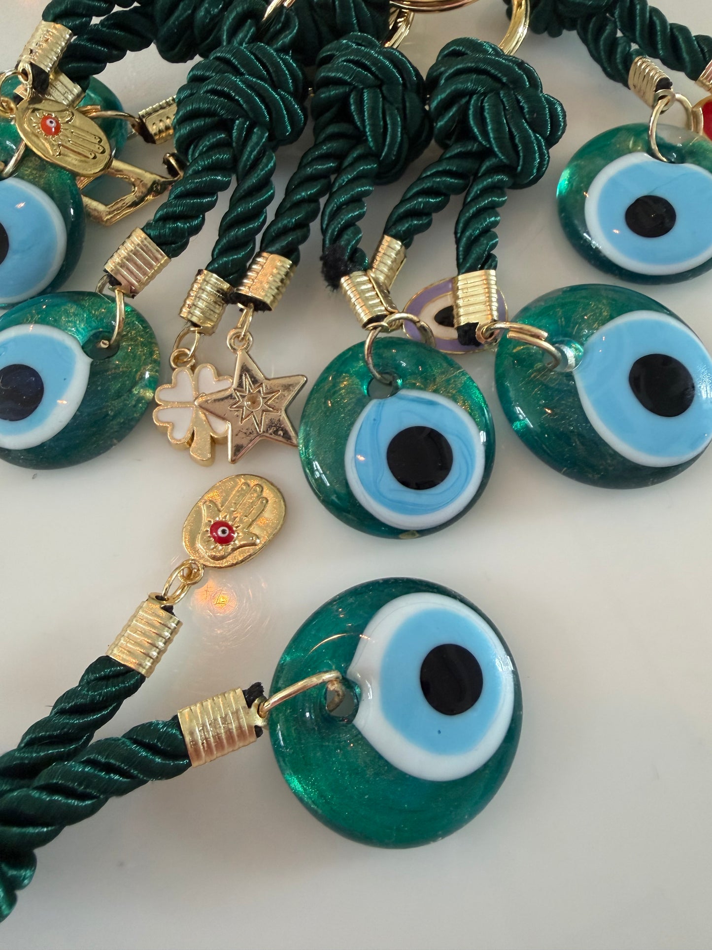 Evil Eye Roped Glass Purse Charm