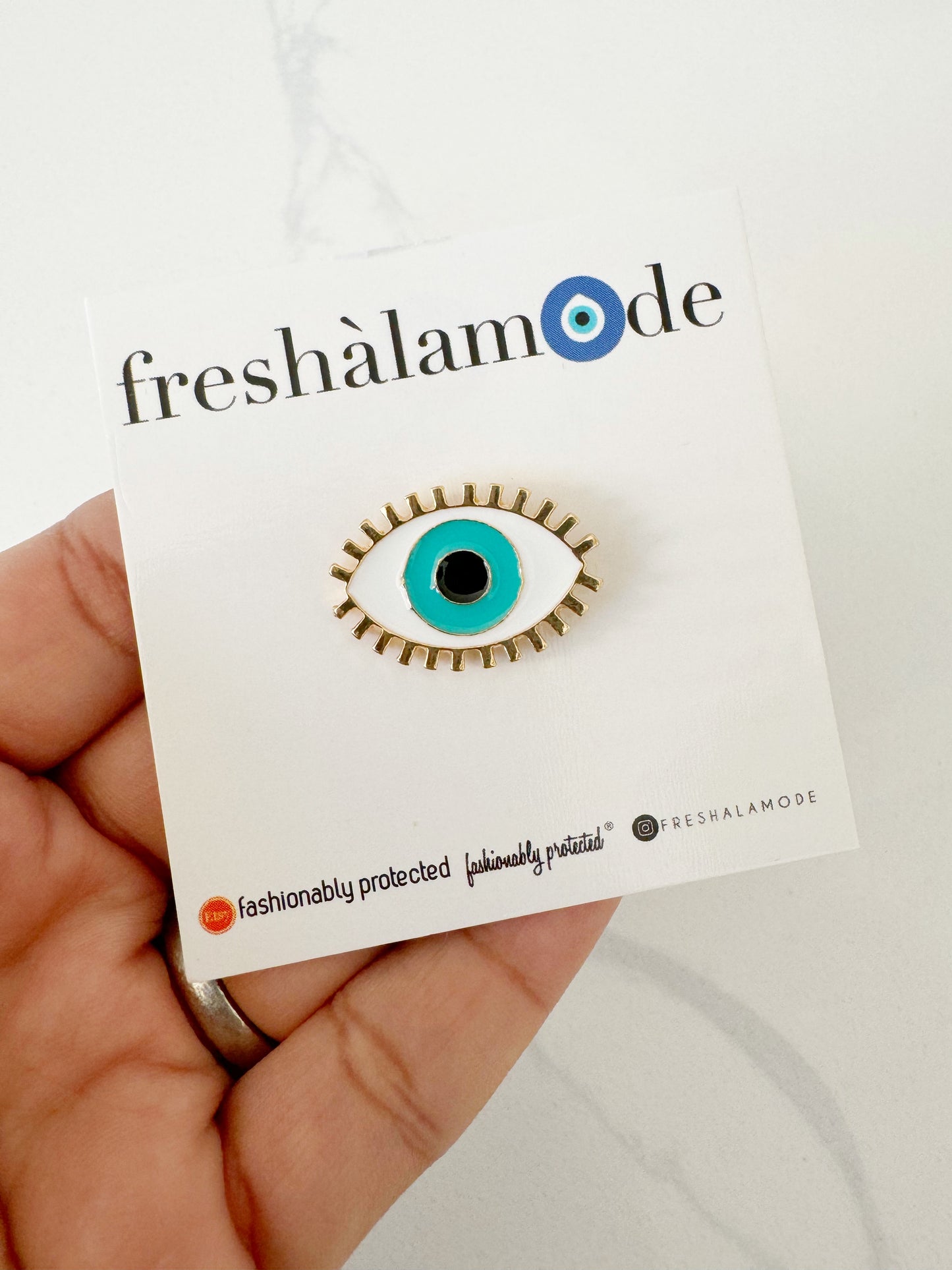 Evil Eye Modern Push Back Pin Brooch