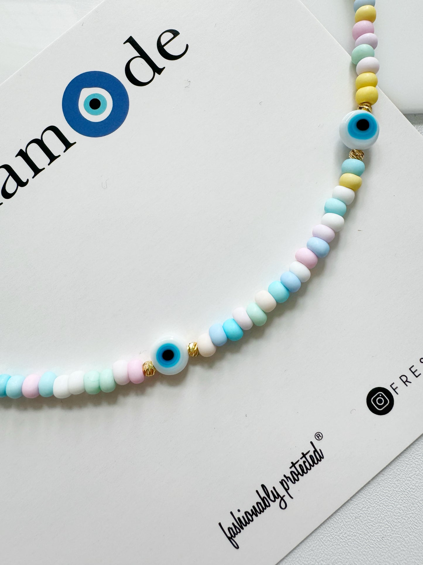 Pastel Evil Eye Beaded Necklace