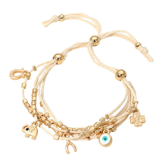 Lucky Protection Evil Eye Charm Bracelet Ivory