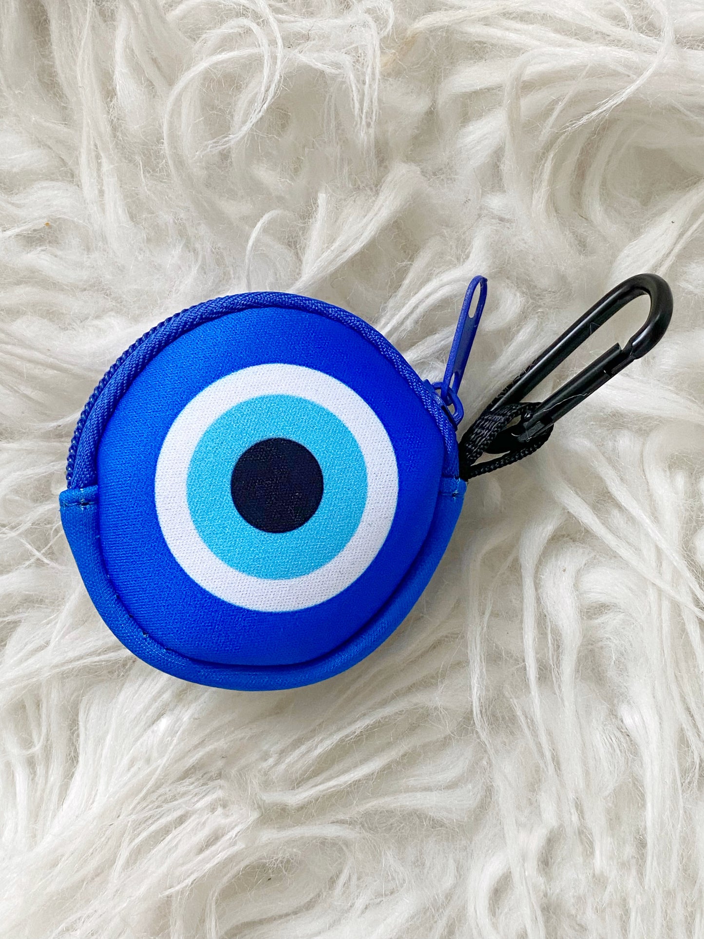 Evil Eye Neoprene Clip On Round Zipper Pouch