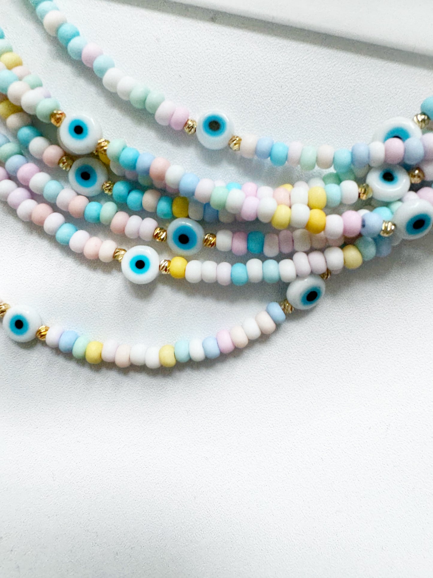 Pastel Evil Eye Beaded Necklace