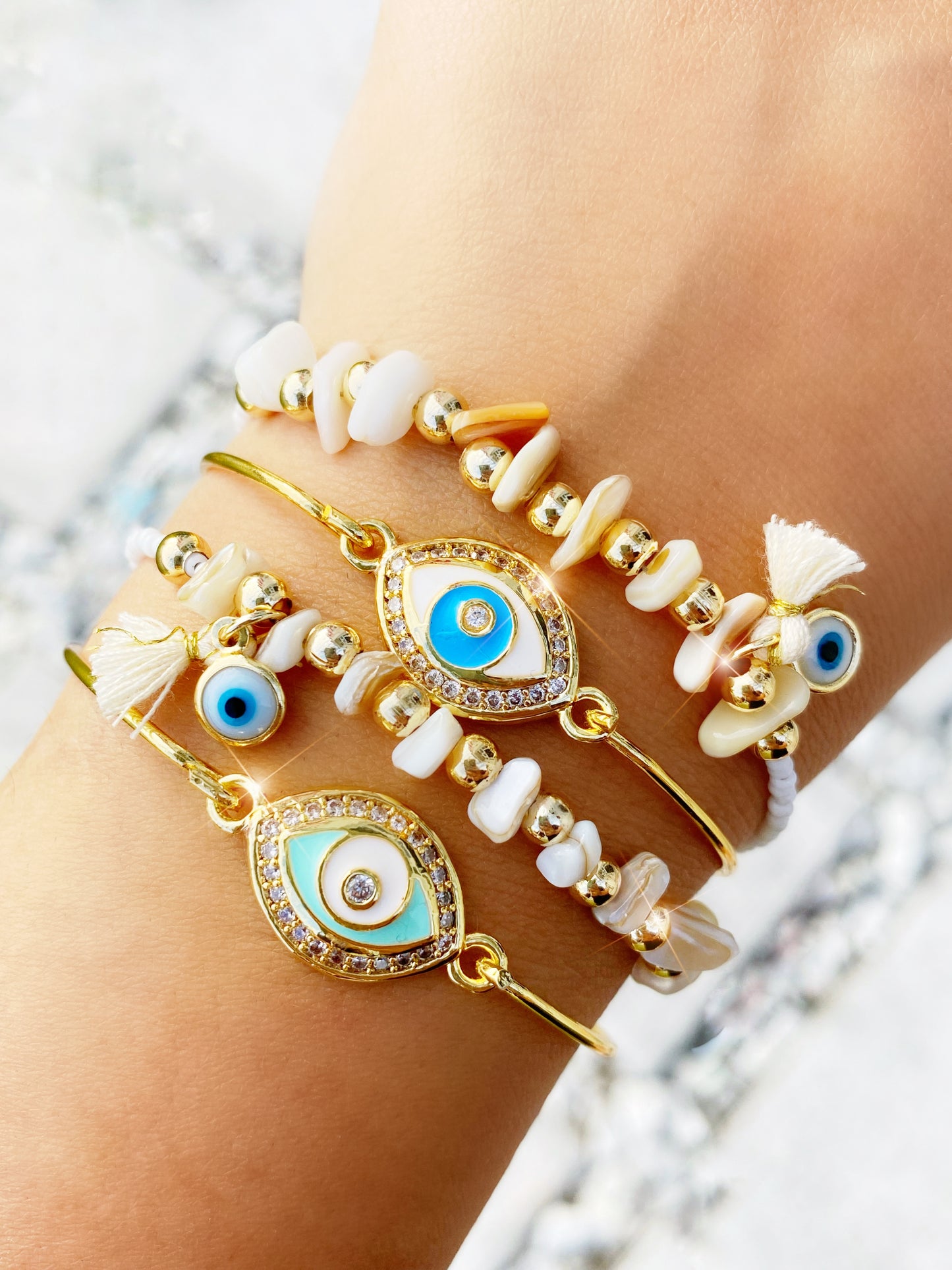 Evil Eye Dainty Crystal Bangle