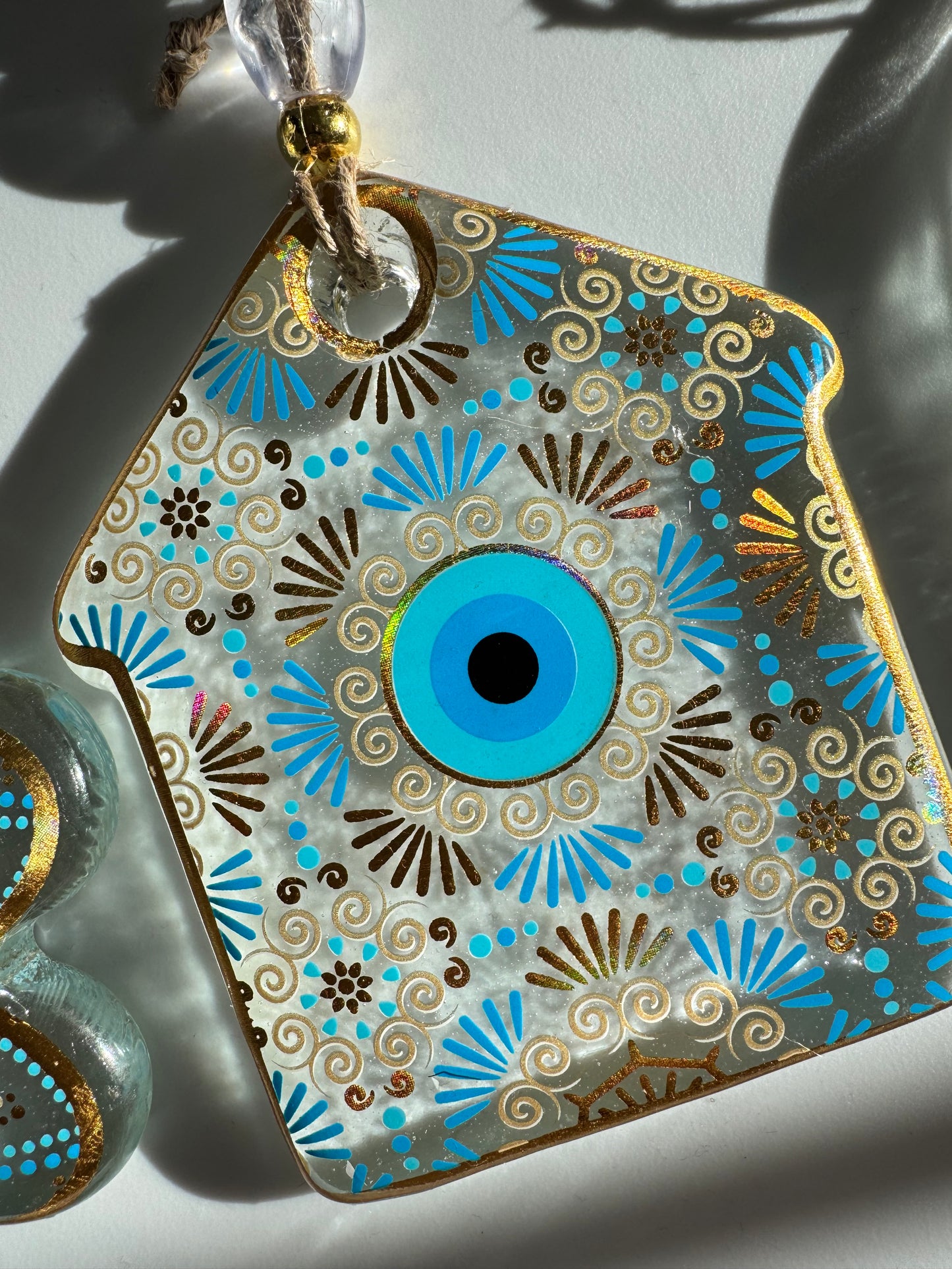 Golden Glass Evil Eye Wall Decor Amulet with free gift bag