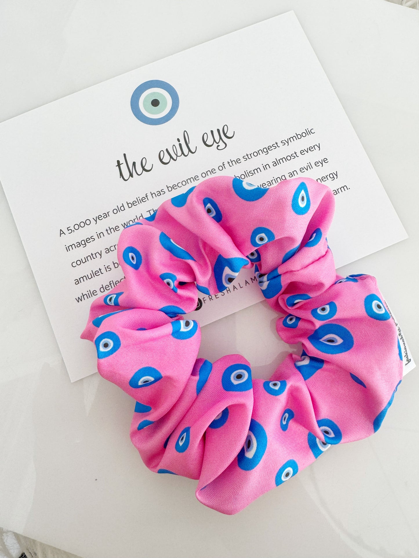 Pink Evil Eye Oversized Hair Tie Scrunchie Gift Valentine Galentine