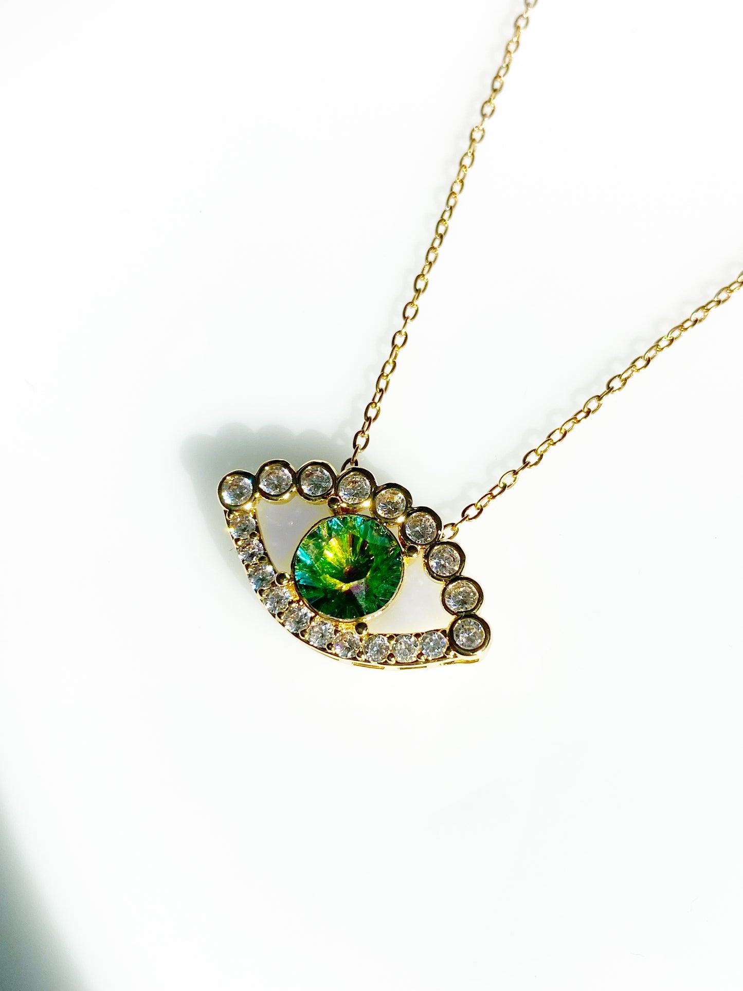 Evil Eye Green Color Change Crystal Necklace