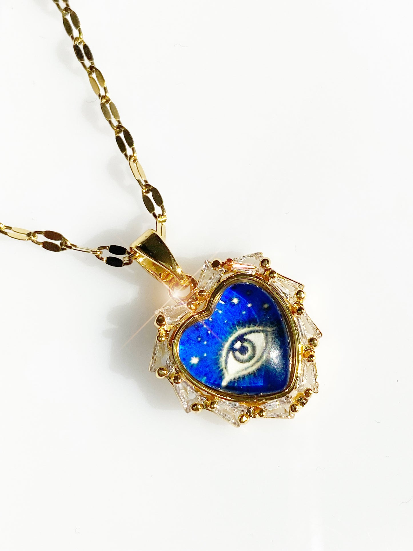 Evil Eye Modern Blue Crystal Necklace