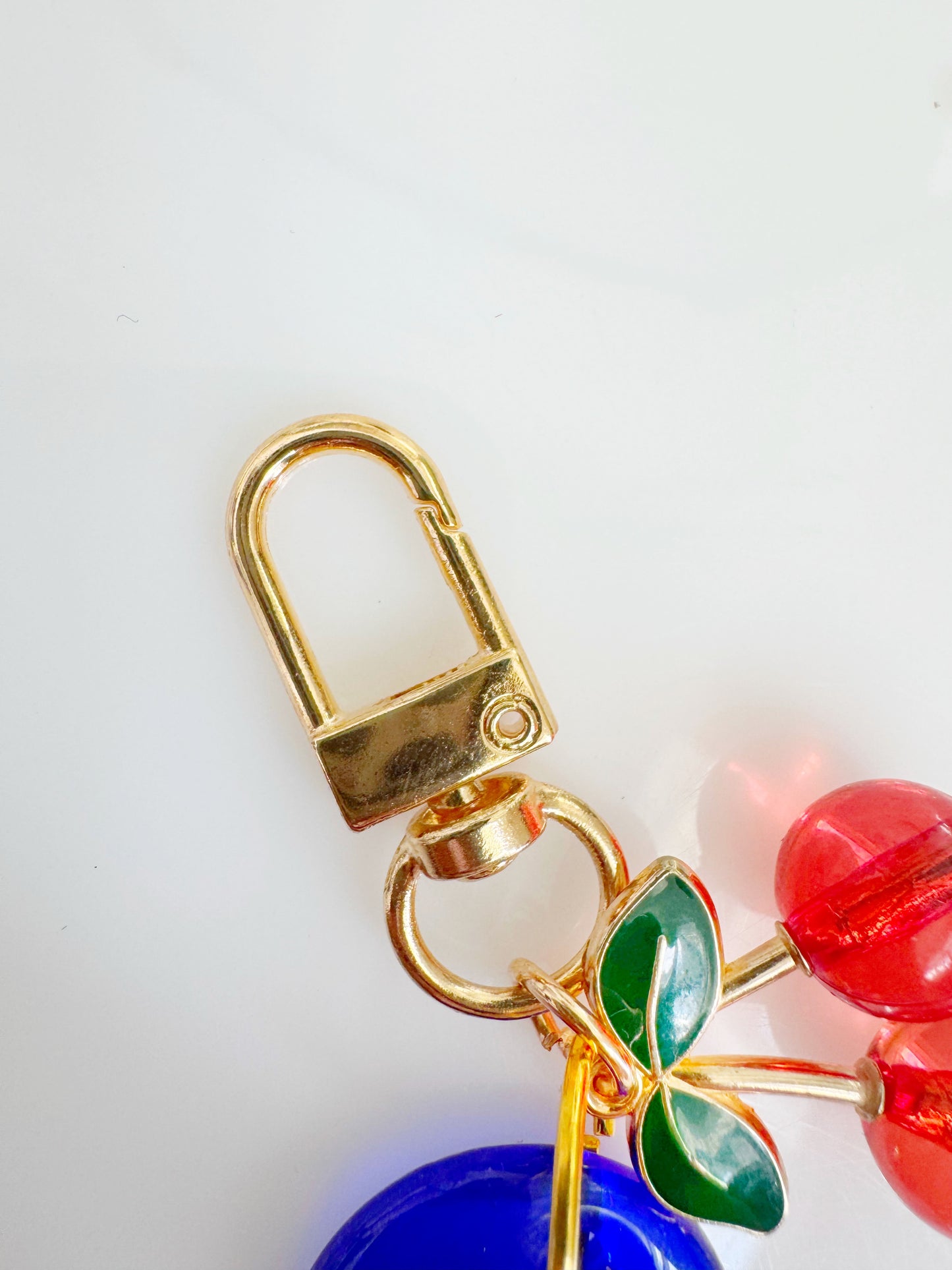 Mini Cherry & Evil Eye Clip Keychain Charm