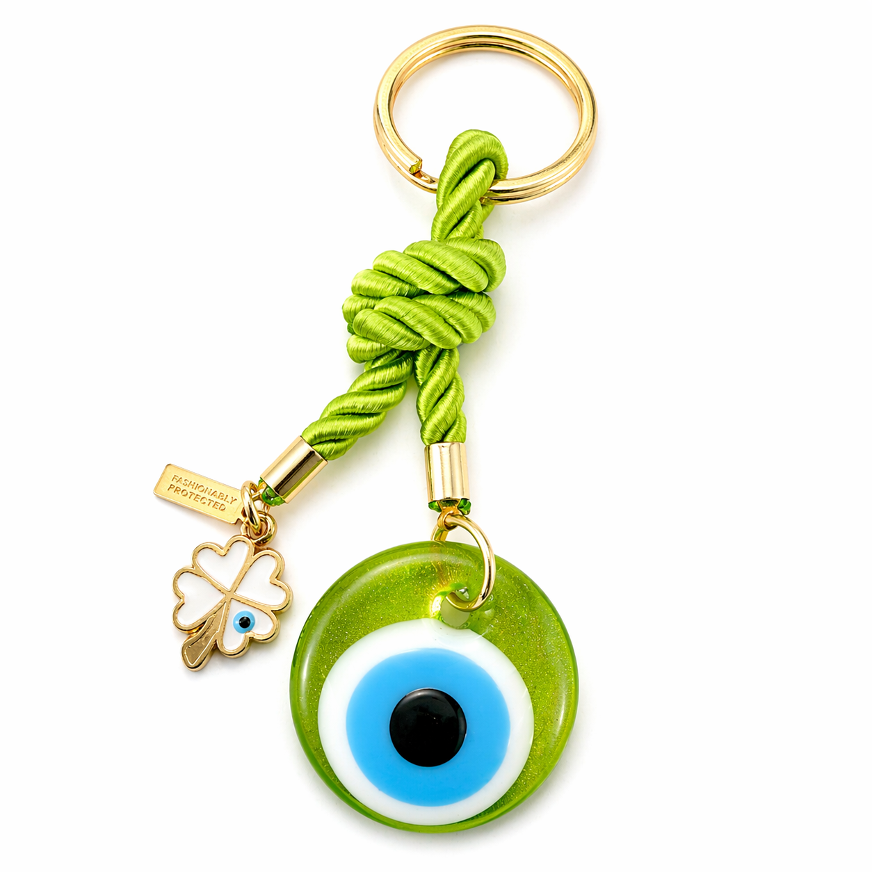 Evil Eye Roped Glass Purse Charm