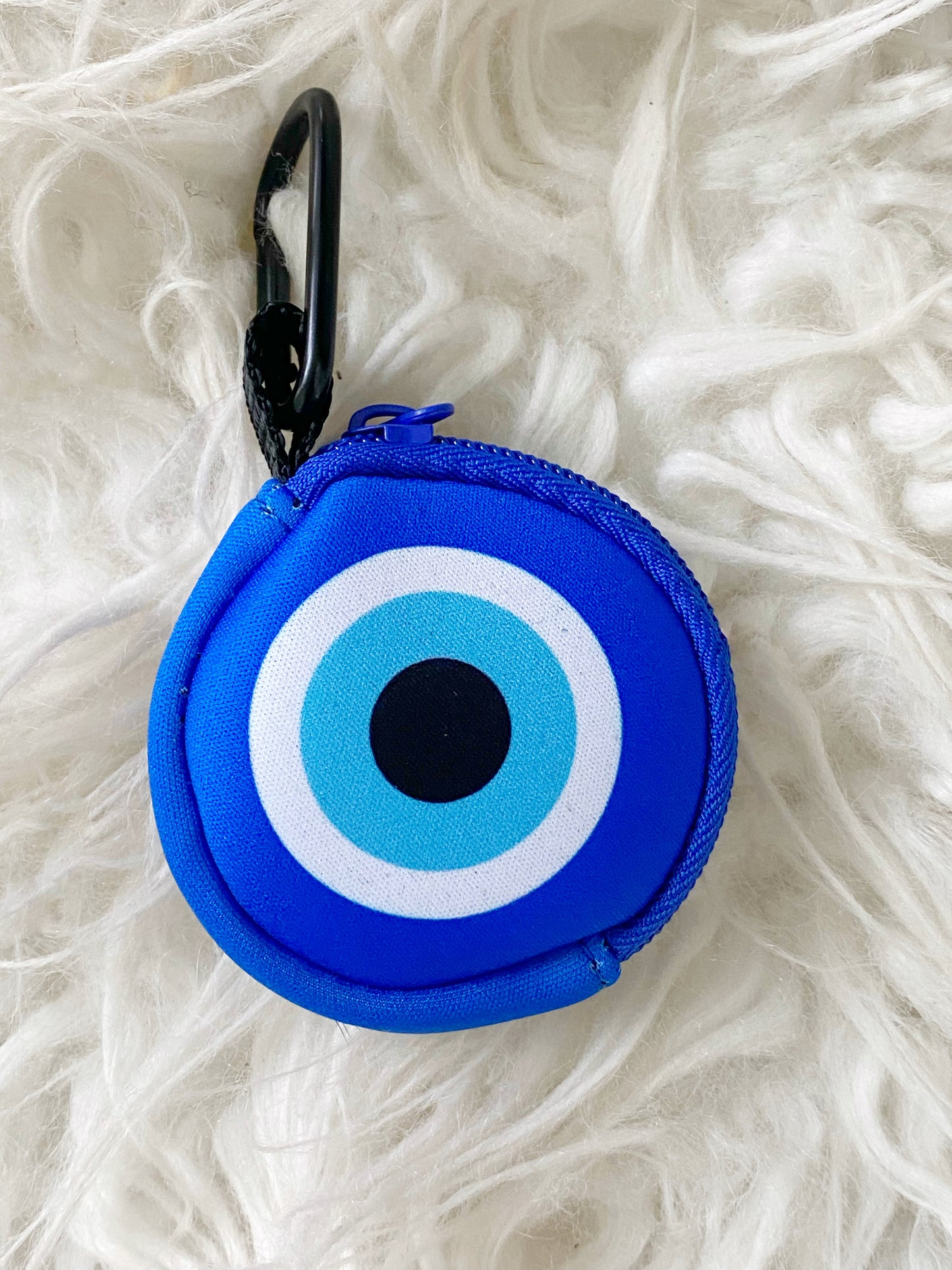 Evil Eye Neoprene Clip On Round Zipper Pouch