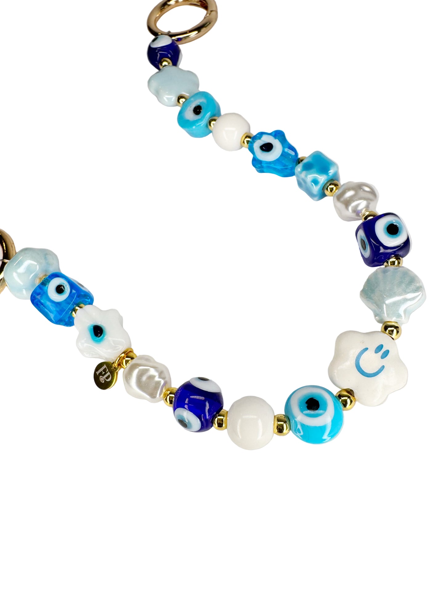 Evil Eye Happy Blue Beaded Purse Bag Charm