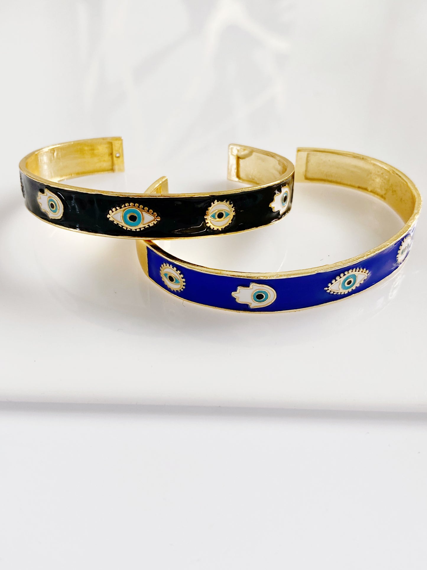 Evil Eye Enamel Bangle Cuffs