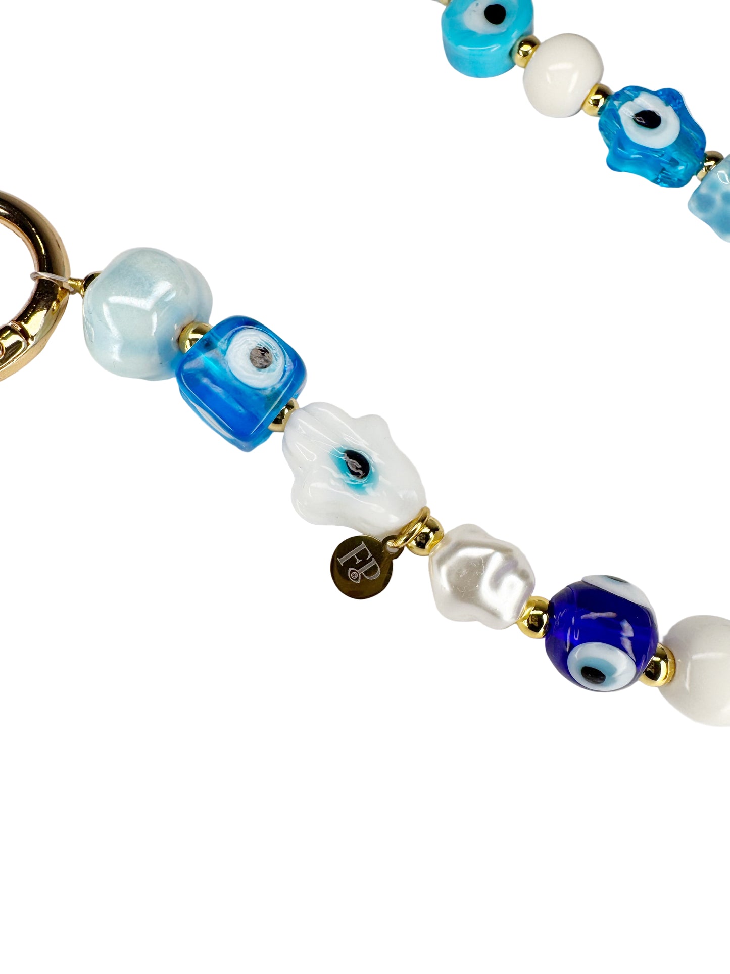 Evil Eye Happy Blue Beaded Purse Bag Charm