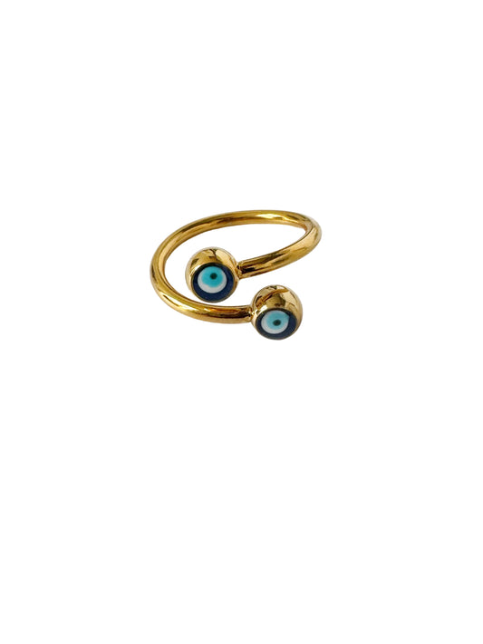 Evil Eye Wrapped Ring Adjustable