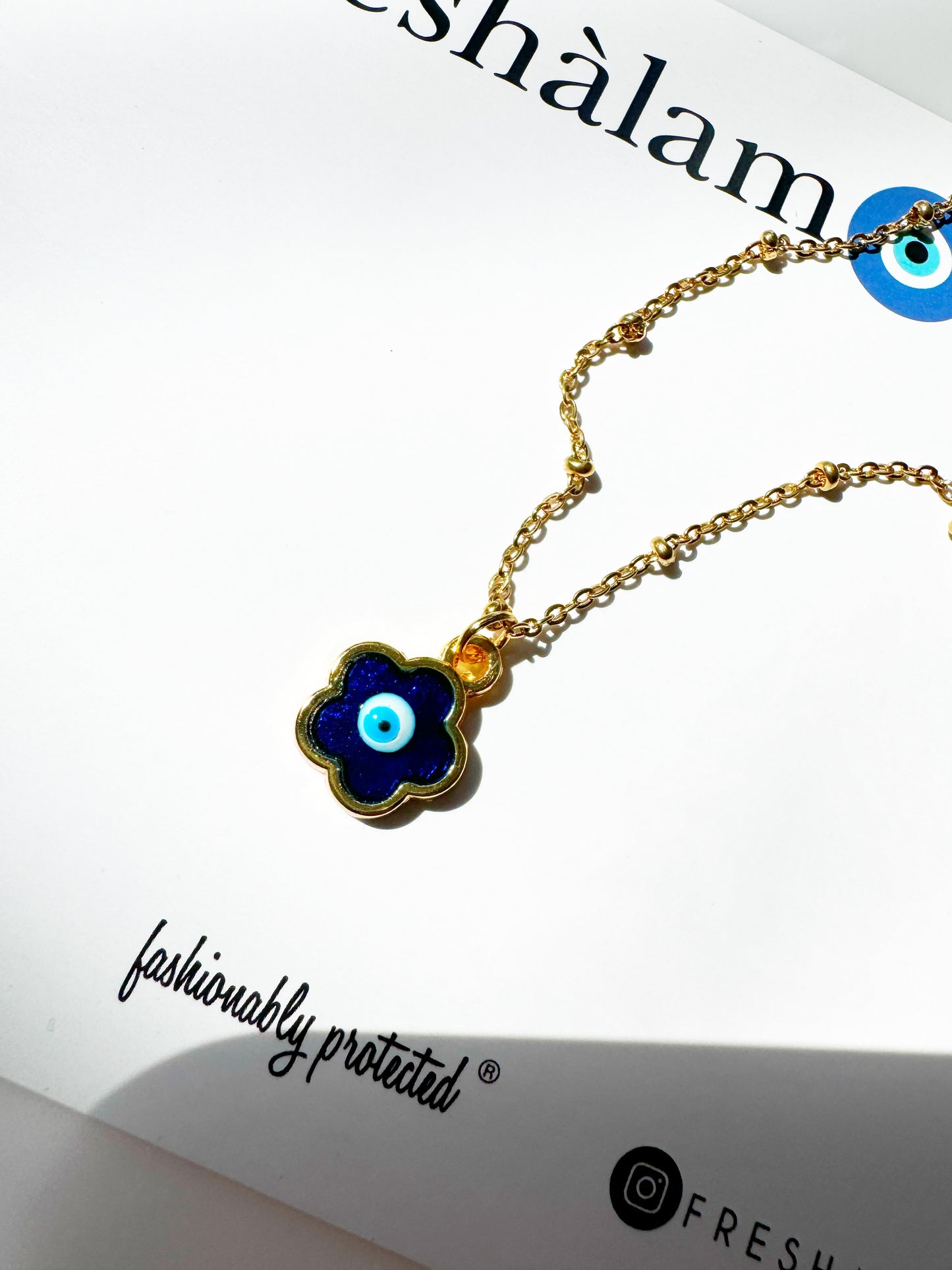 Evil Eye Flower Charm Protection Necklace