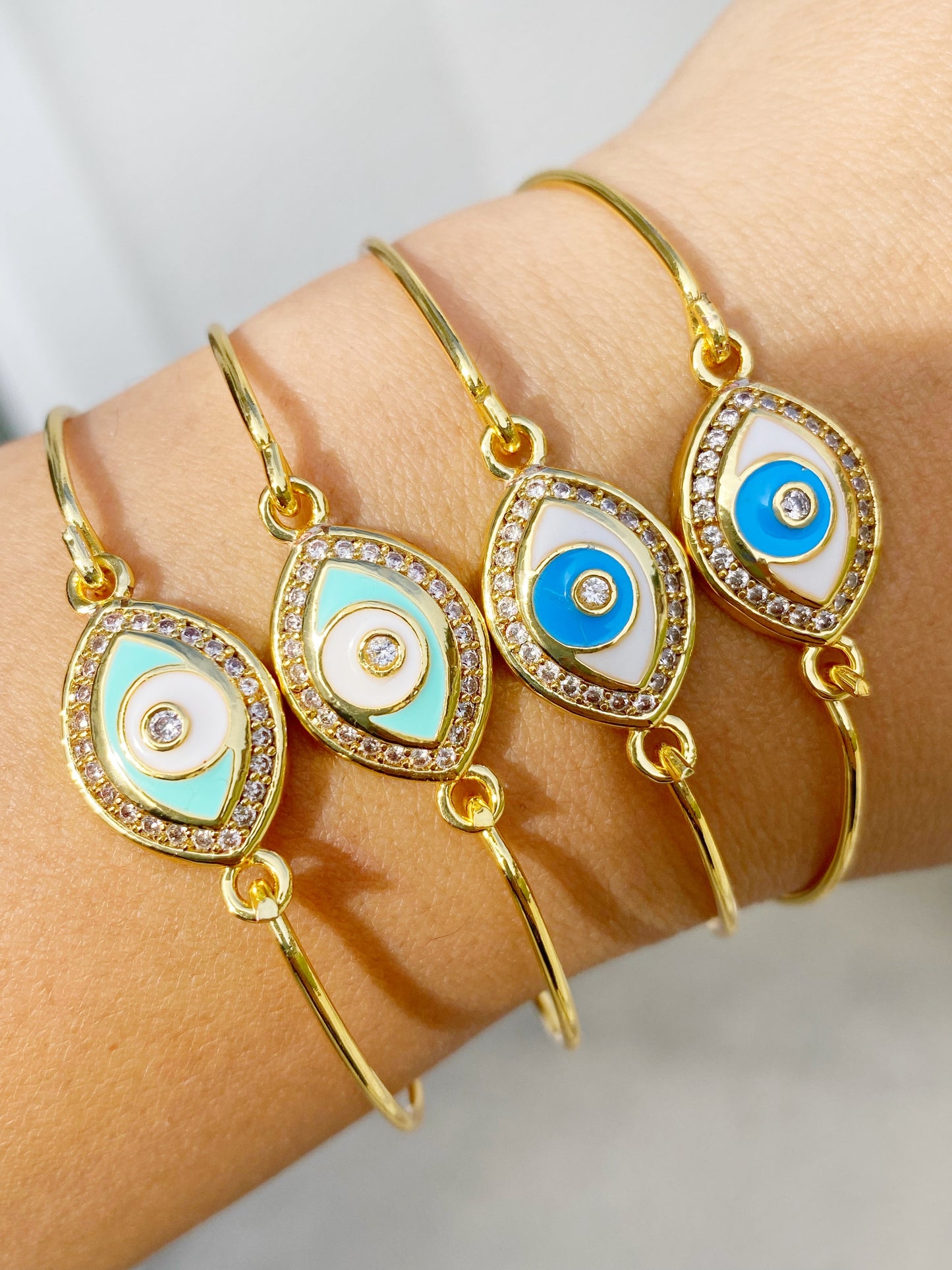 Evil Eye Dainty Crystal Bangle