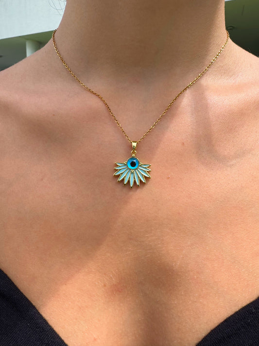 Radiant Sunburst Evil Eye Necklace