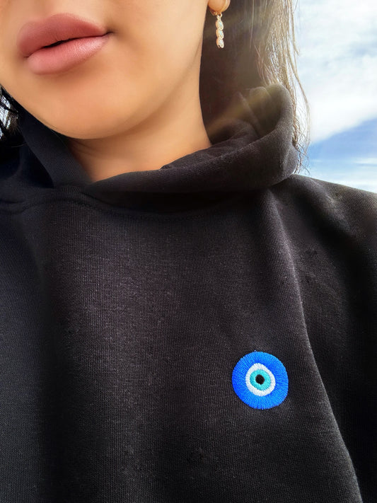 RESTOCK! BLACK ONYX Evil Eye Embroidered Hoodie