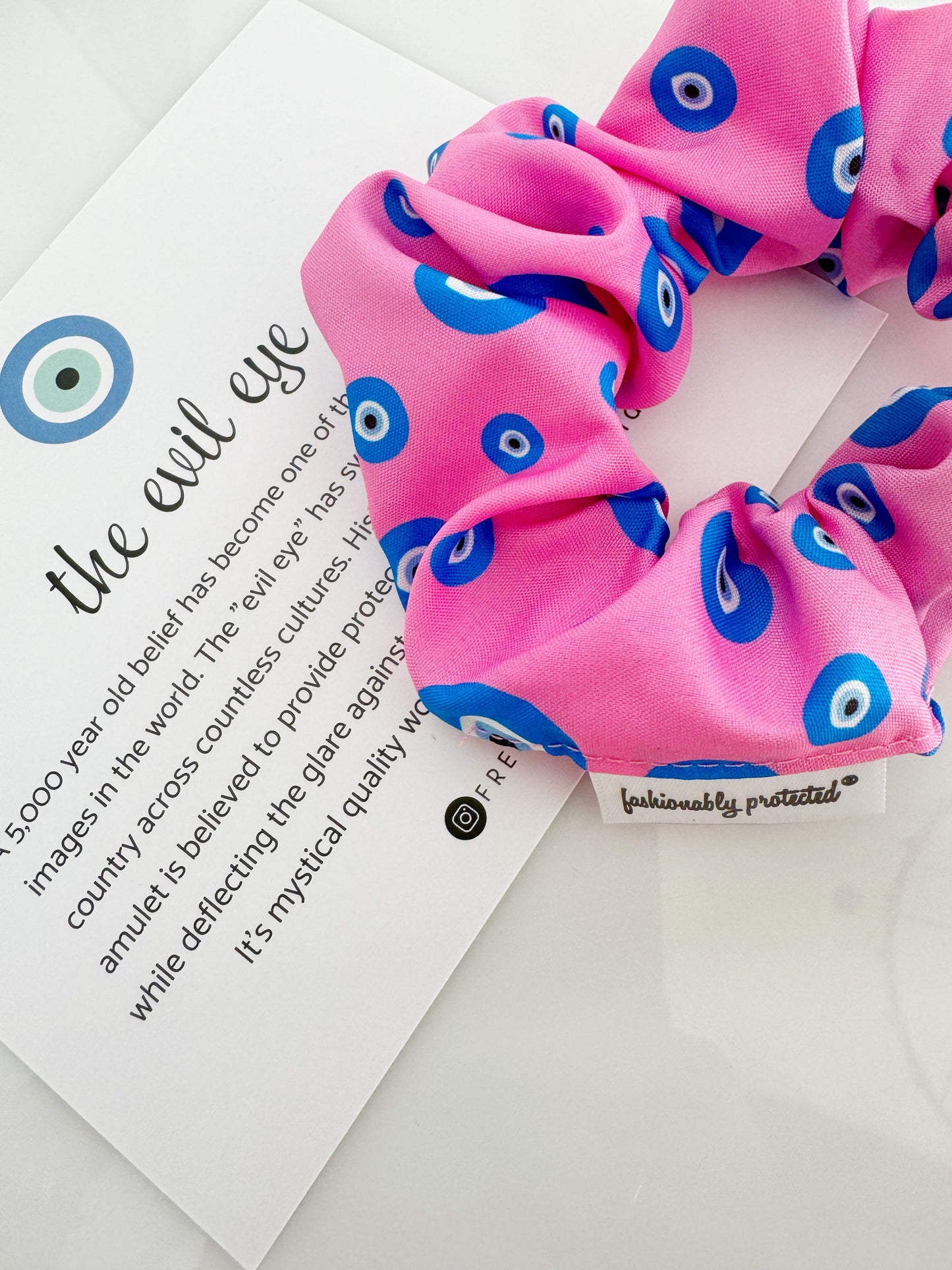 Pink Evil Eye Oversized Hair Tie Scrunchie Gift Valentine Galentine